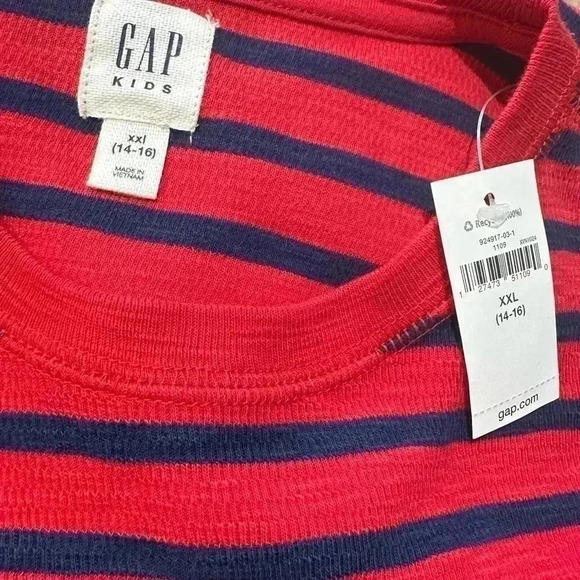 Gap Kids Red Navy Stripe Long-sleeve Crewneck XXL 14-16 - Picture 3 of 5